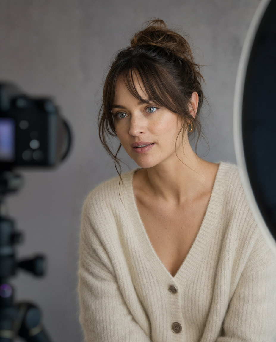 Female actor being coached for a self-tape
